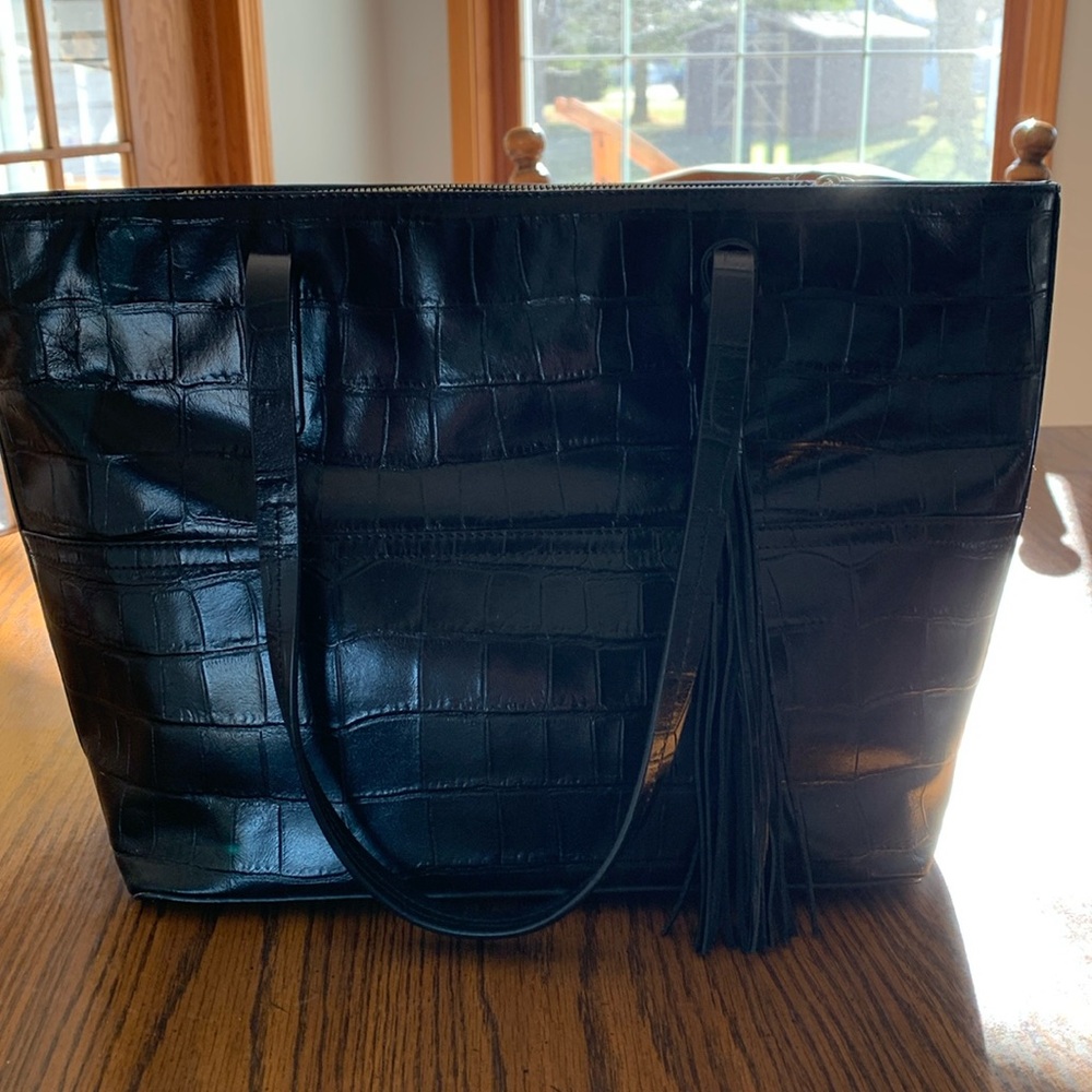 Antonio Melani Large Croc Black Tote